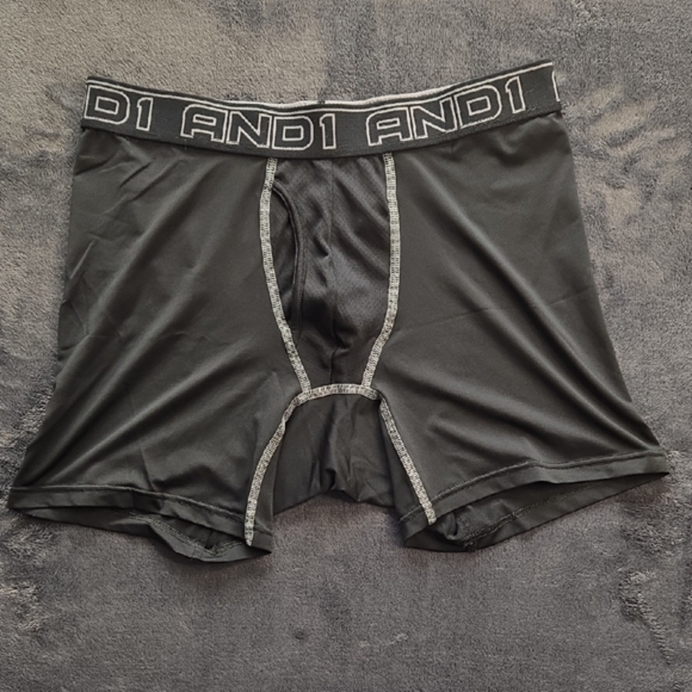 AND1 Black Performance Boxer Briefs with Elastic Waistband
